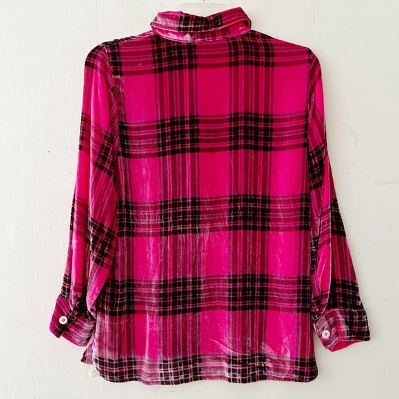 Soft Surroundings Silk-Blend Pink Plaid Button Front Shirt Size XXSP - Picture 4 of 11